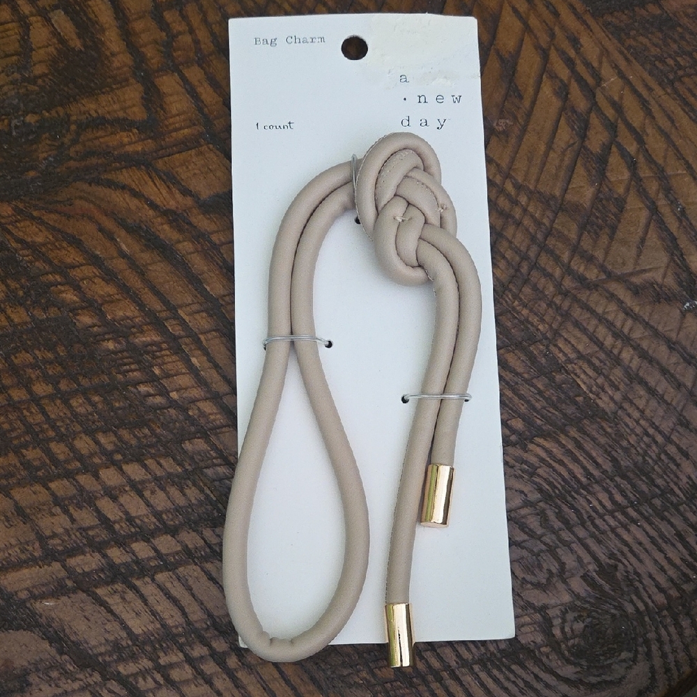 3/$20 NWT Handbag Purse Charm Accessory Taupe with Gold Tips